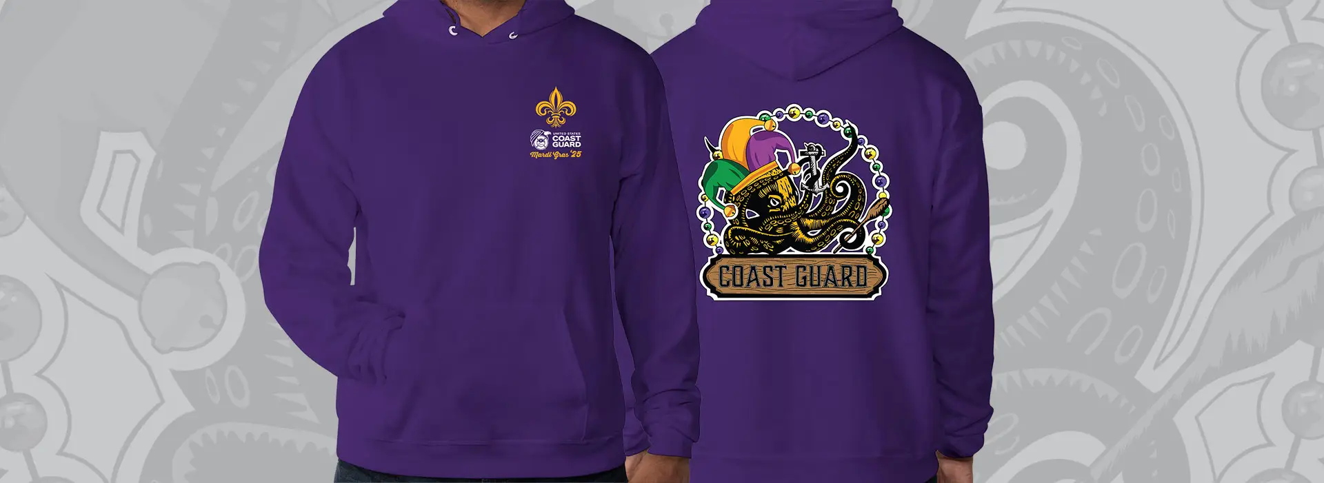 USCG Mardi Gras 2025 hoodie with custom artwork