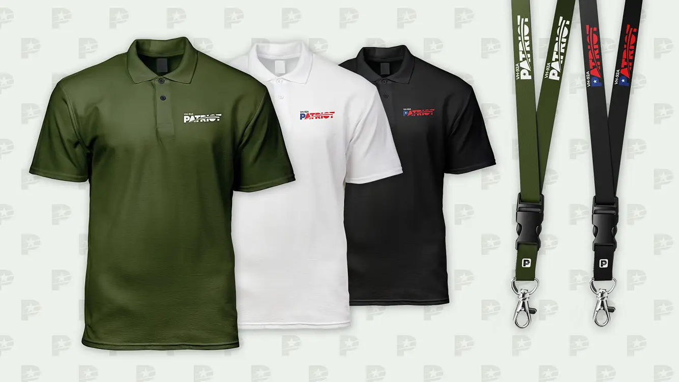 USMC Patriot program apparel featuring polos and lanyards