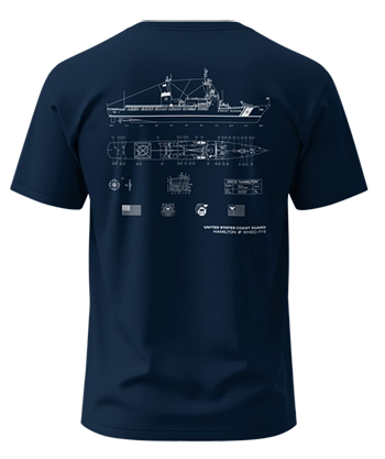 USCG Hamilton ship diagram on shirt