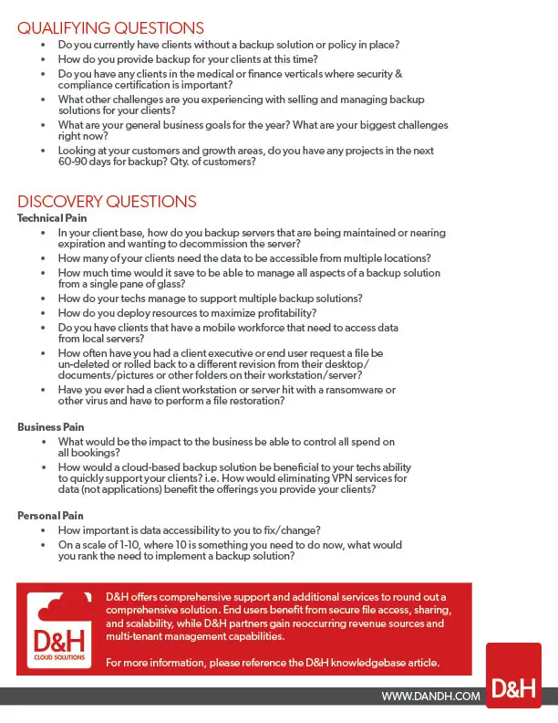 Page 5 compares qualifying questions to discovery questions