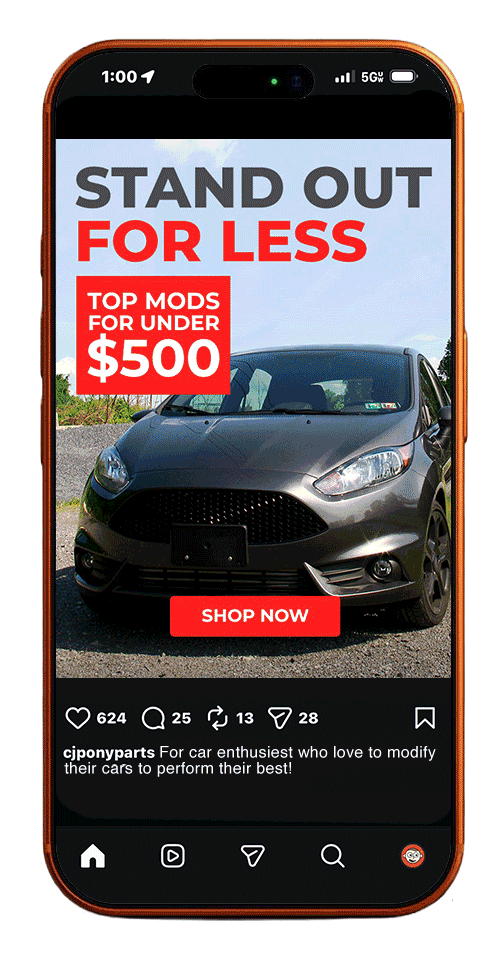 Phone showcasing social media posts on Instagram