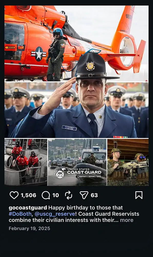 collage of Coast Guard members and assets